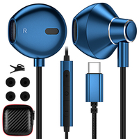 APETOO USB C Headphones for Samsung S20 FE Z Flip4 Blue