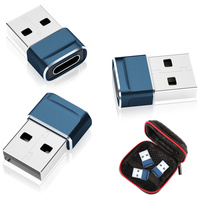 APETOO USB C Female to USB Male Adapter Charger Converter with Storage Case Blue